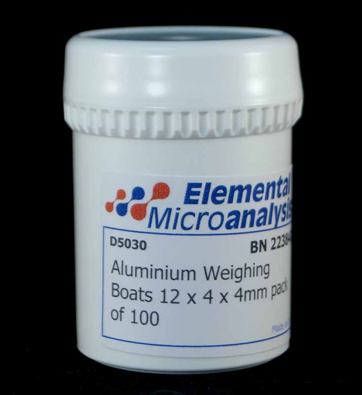 Aluminium Weighing Boats 12 x 4 x 4mm pack of 100